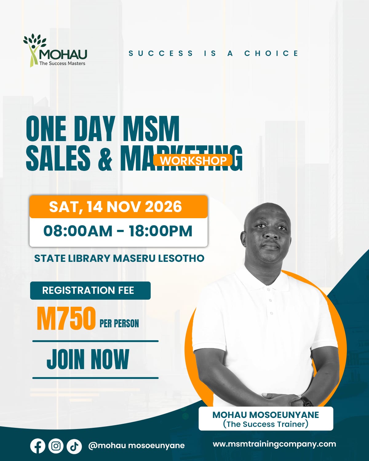 MSM Sales and Marketing Workshop poster